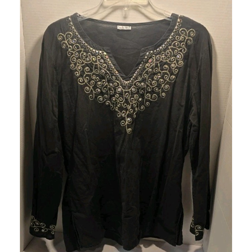 Studio West Blouse Long Sleeve Large